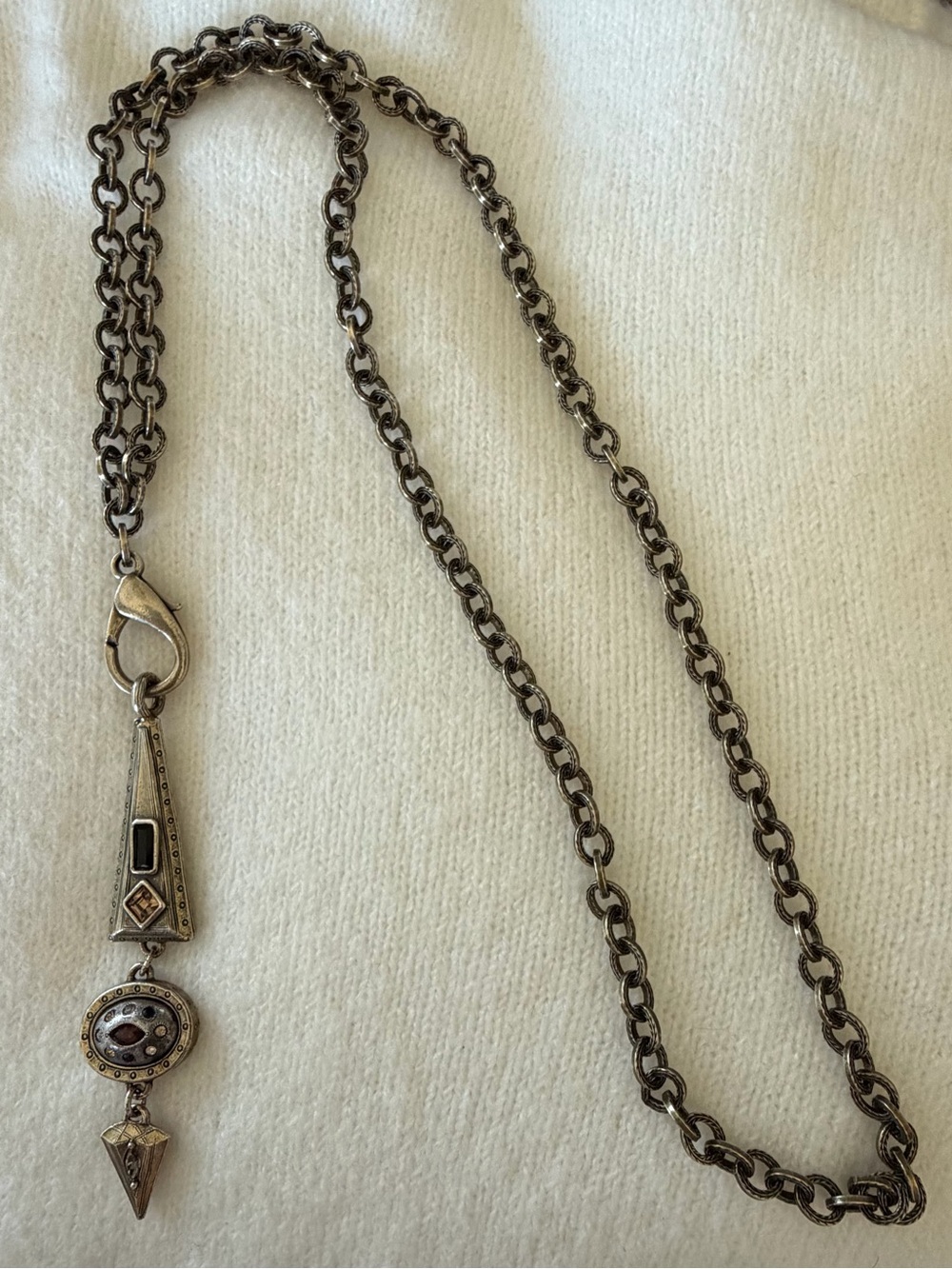 Signed Patricia Locke Vintage-Style Gold Tone Pendant Necklace